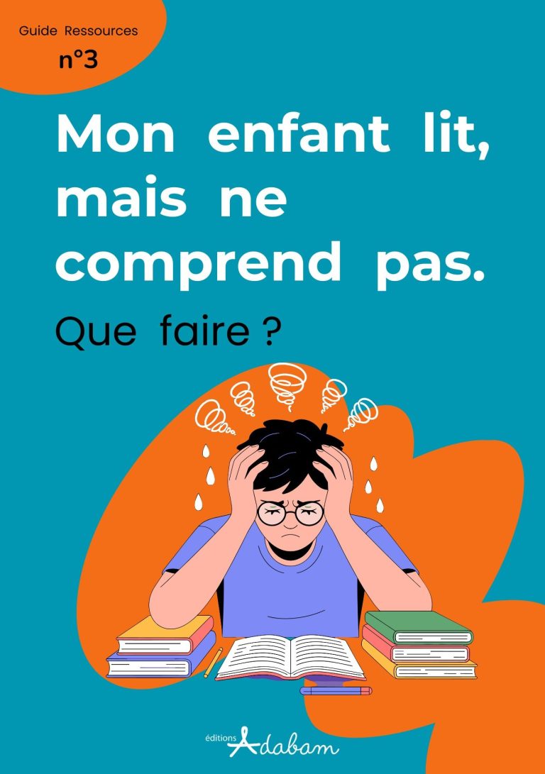 Un enfant lisant, visiblement frustré et perplexe face à la lecture.